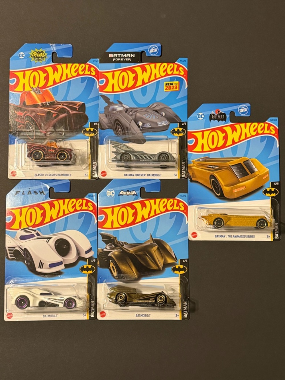 Mattel Hot Wheels DC Batman Die-Cast Car Set - Gold, White, Black, Gray